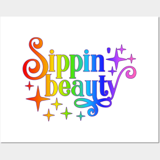 Sippin' Beauty - Rainbow Art - Wine Lovers Posters and Art